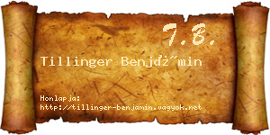 Tillinger Benjámin névjegykártya